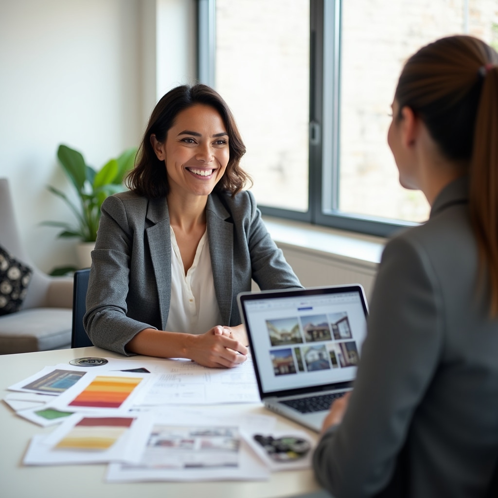 Professional consultation meeting discussing property staging strategy