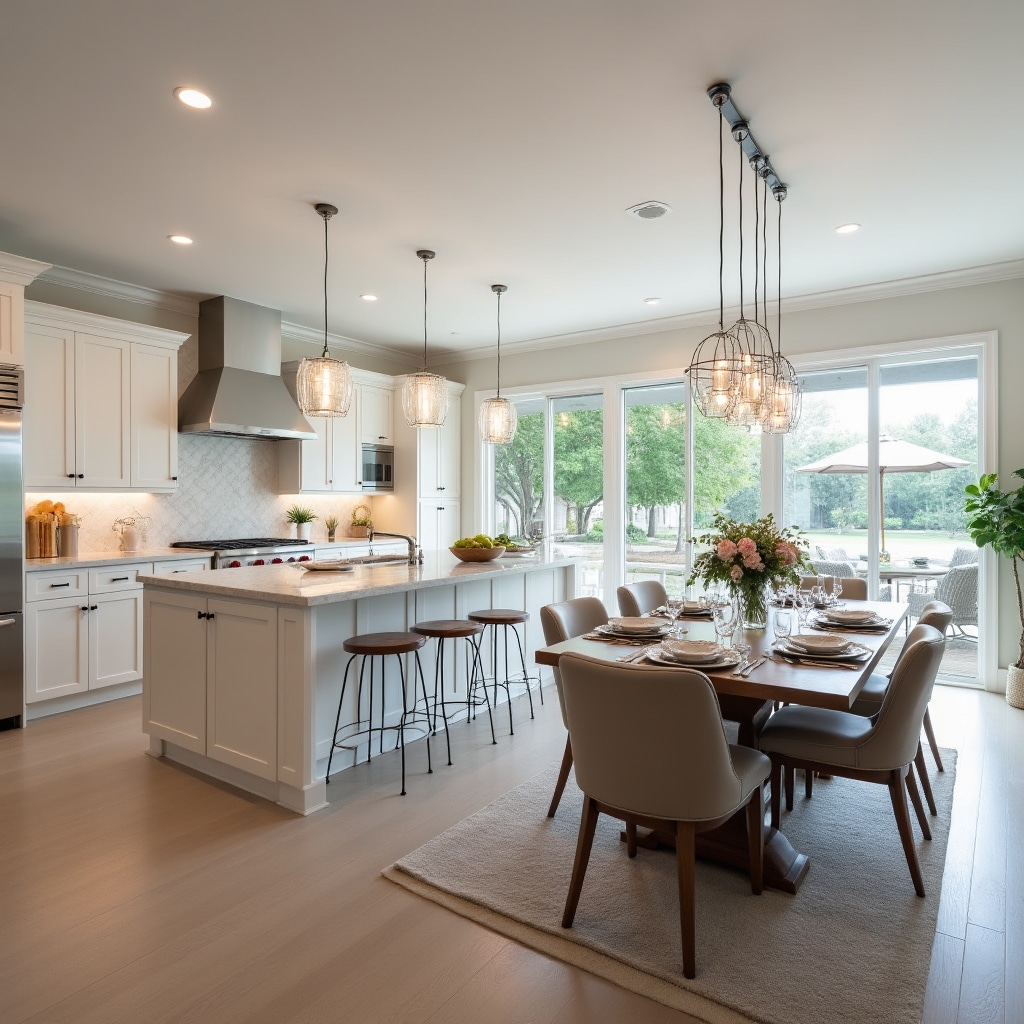 Indawo yekhishi nokudlela evulekile enokuhlobisa kwesimanje